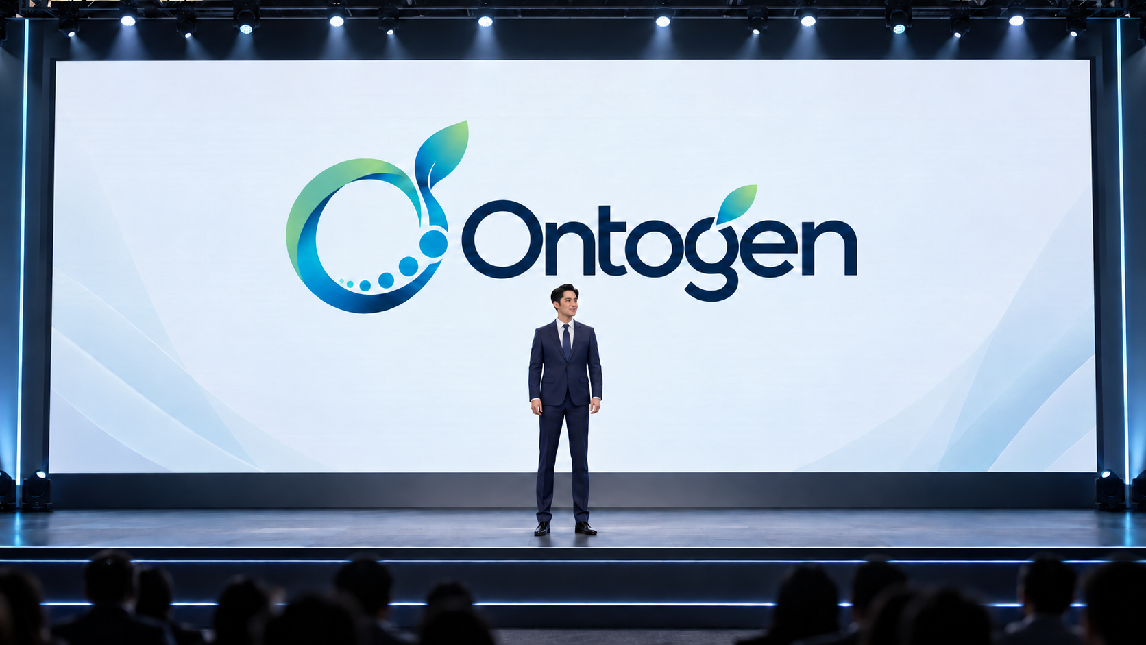 Ontogen presentation on a launch stage